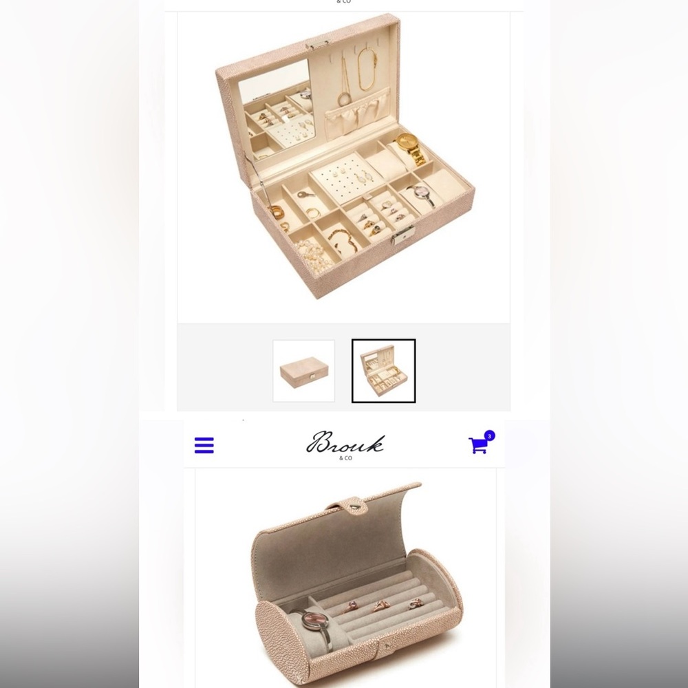 Jewelry Box Set 2 pieces BROUK of Los Angeles Single Box & Travel Roll